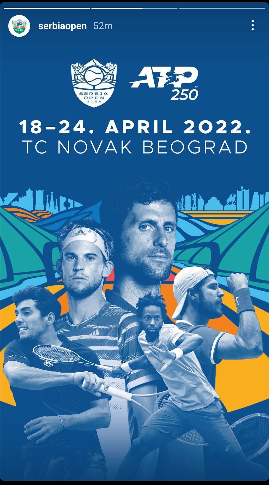 Screen grab from the Serbia Open's Instagram story