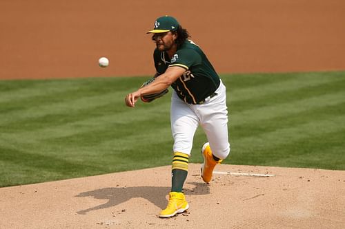 Sean Manaea playing for the Oakland Athletics