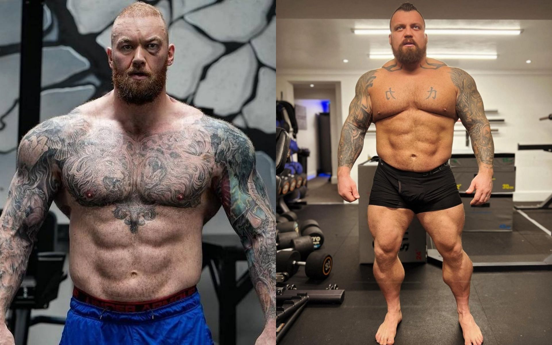 Thor Bj&ouml;rnsson (left) and Eddie Hall (right)