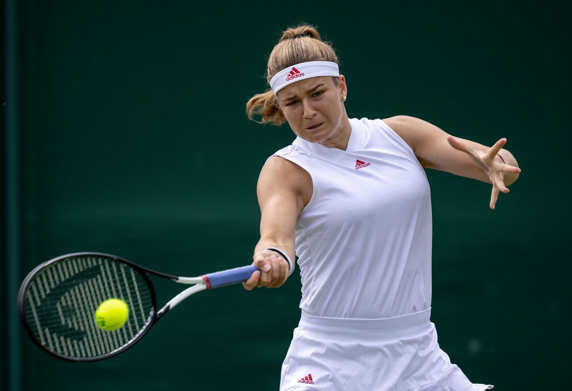 Karolina Muchova in action at the Wimbledon Championships 2021