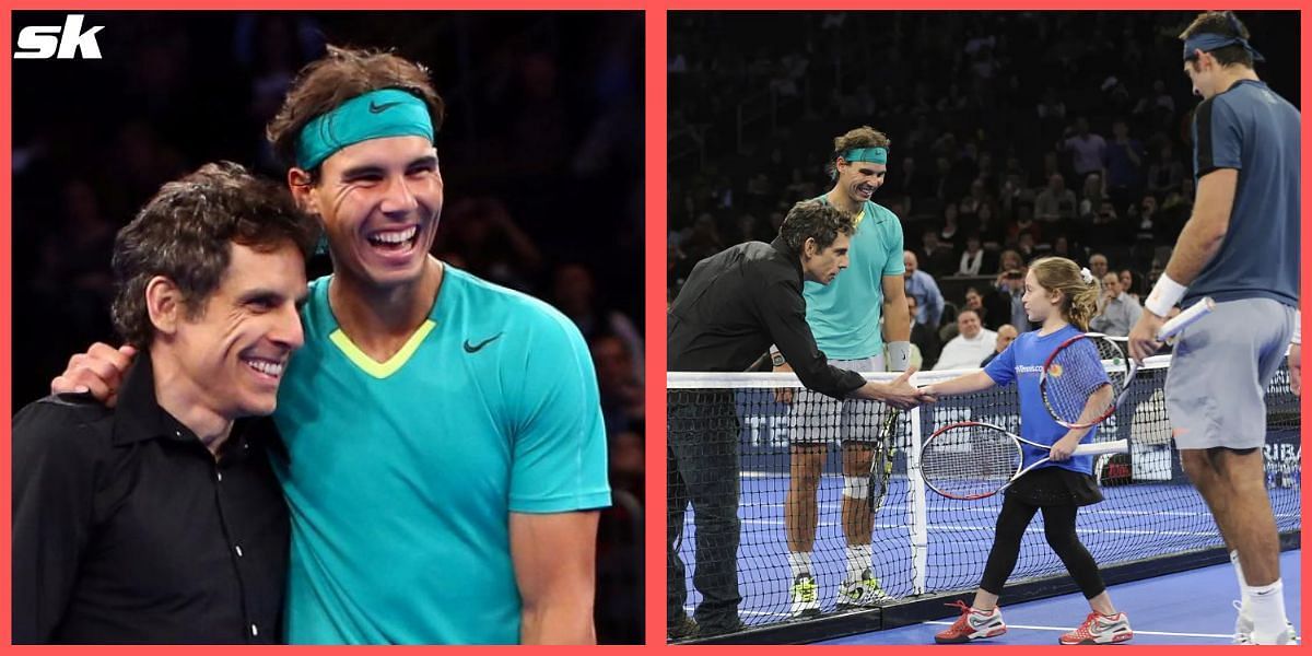 Rafael Nadal and Juan Martin del Potro took part in an impromptu doubles match that featured Ben Stiller