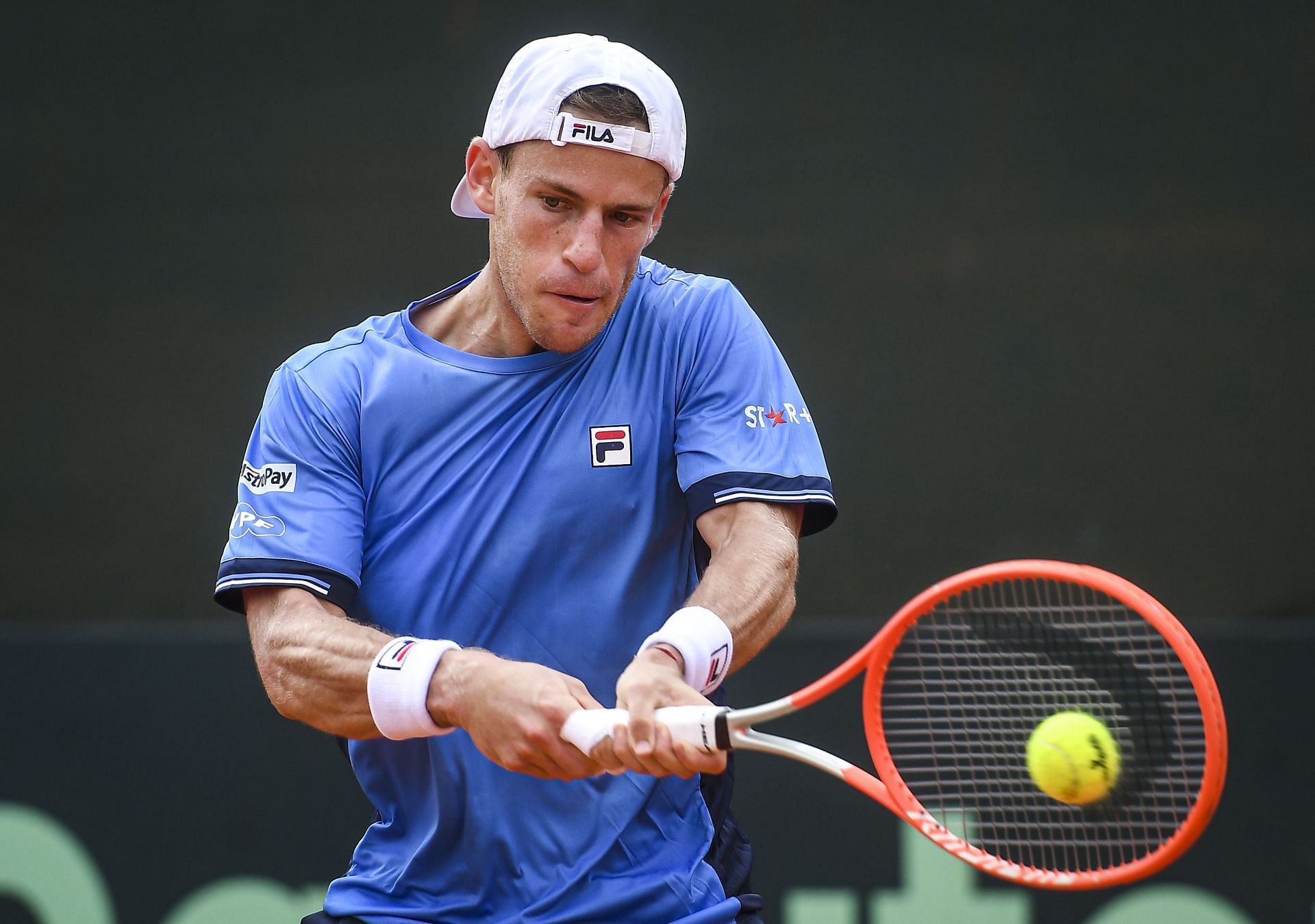 Diego Schwartzman in action at 2022 Davis Cup Qualifier