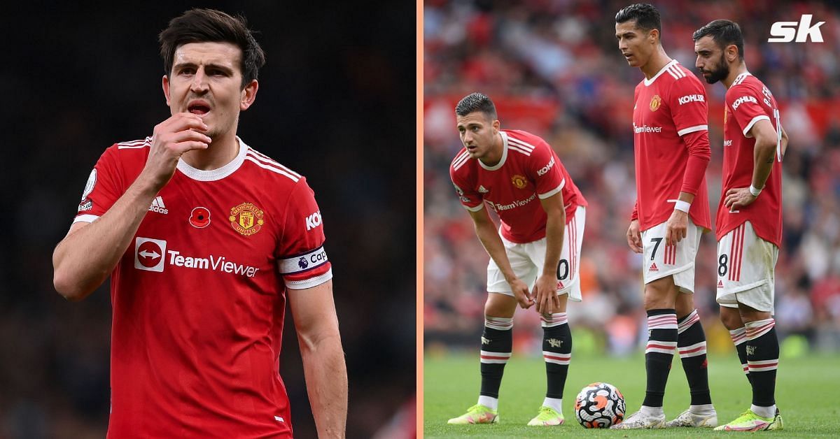 Manchester United players are reportedly losing patience with Harry Maguire (left)