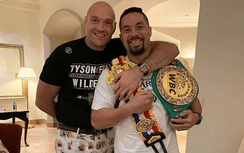 Tyson Fury (L) has discussed his friendship with Joseph Parker (R)