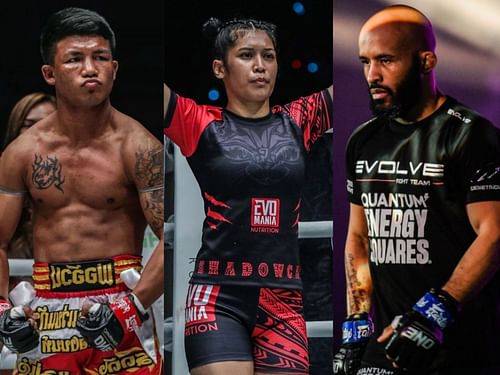 (From left) Rodtang Jitmuangnon, Jihin Radzuan, Demetrious Johnson. [Photo: ONE Championship]