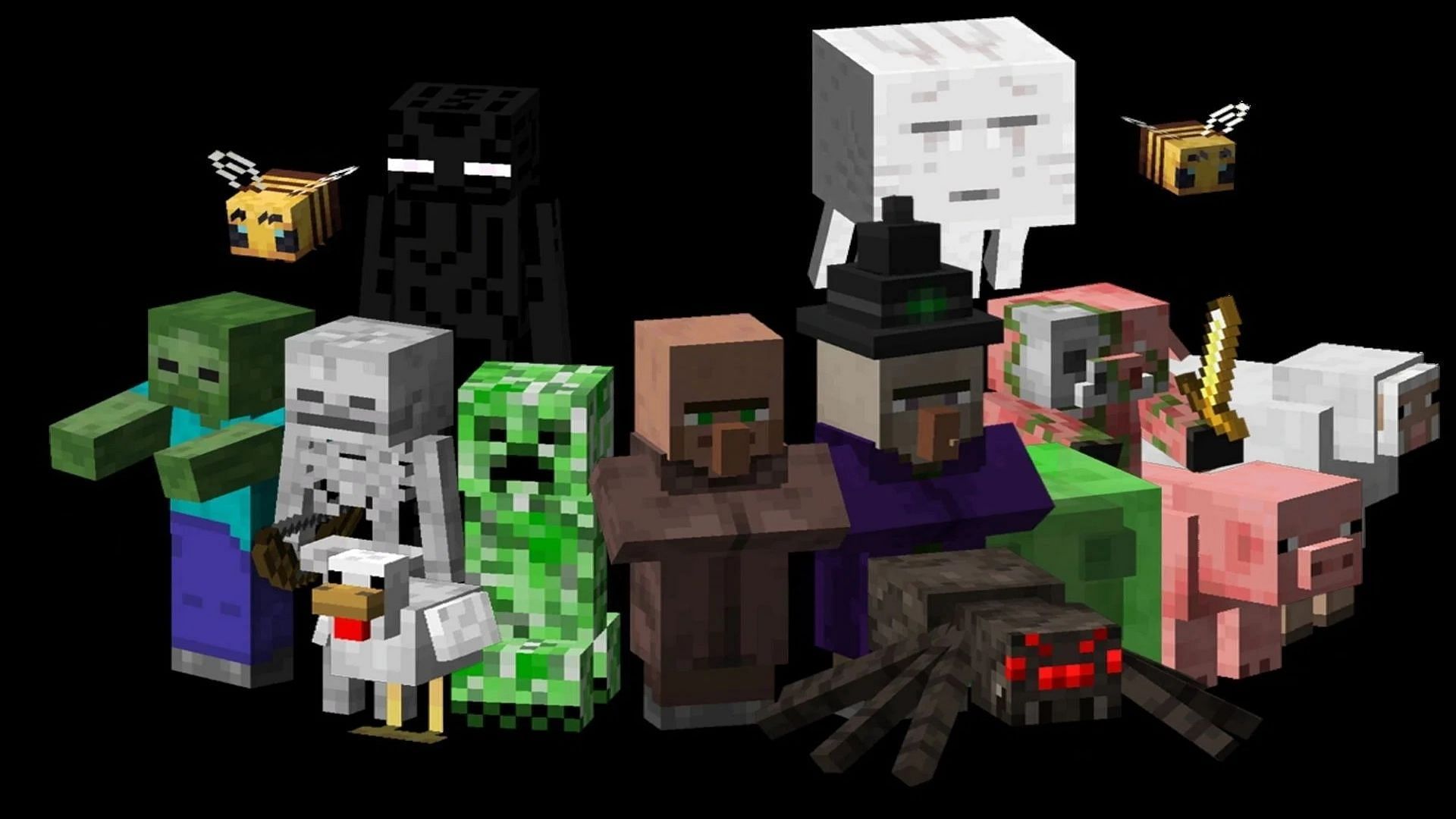 Various assorted mobs found in Minecraft (Image via Mojang)