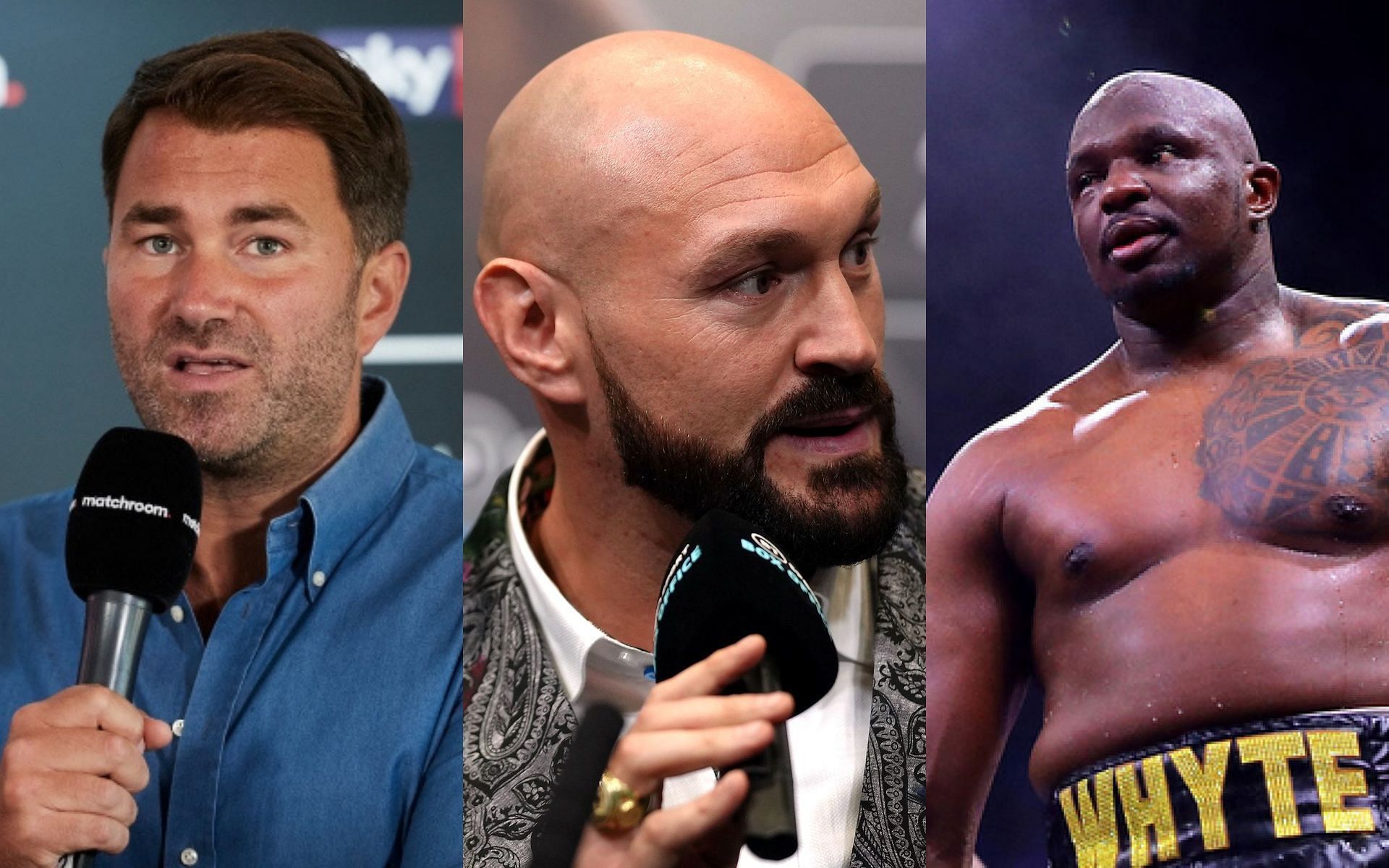 [L-R] Eddie Hearn, Tyson Fury and Dillian Whyte