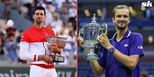 Novak Djokovic (L) and Daniil Medvedev.