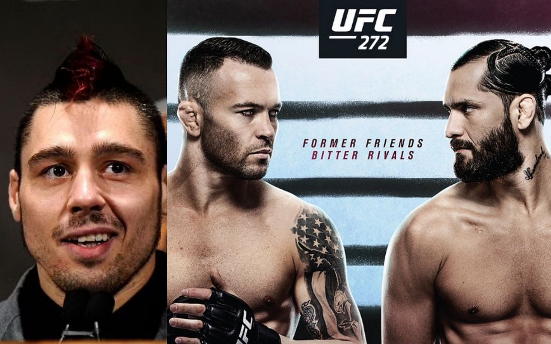 Dan Hardy (left); Colby Covington and Jorge Masvidal (right) [Image courtesy - @ufc on Twitter]