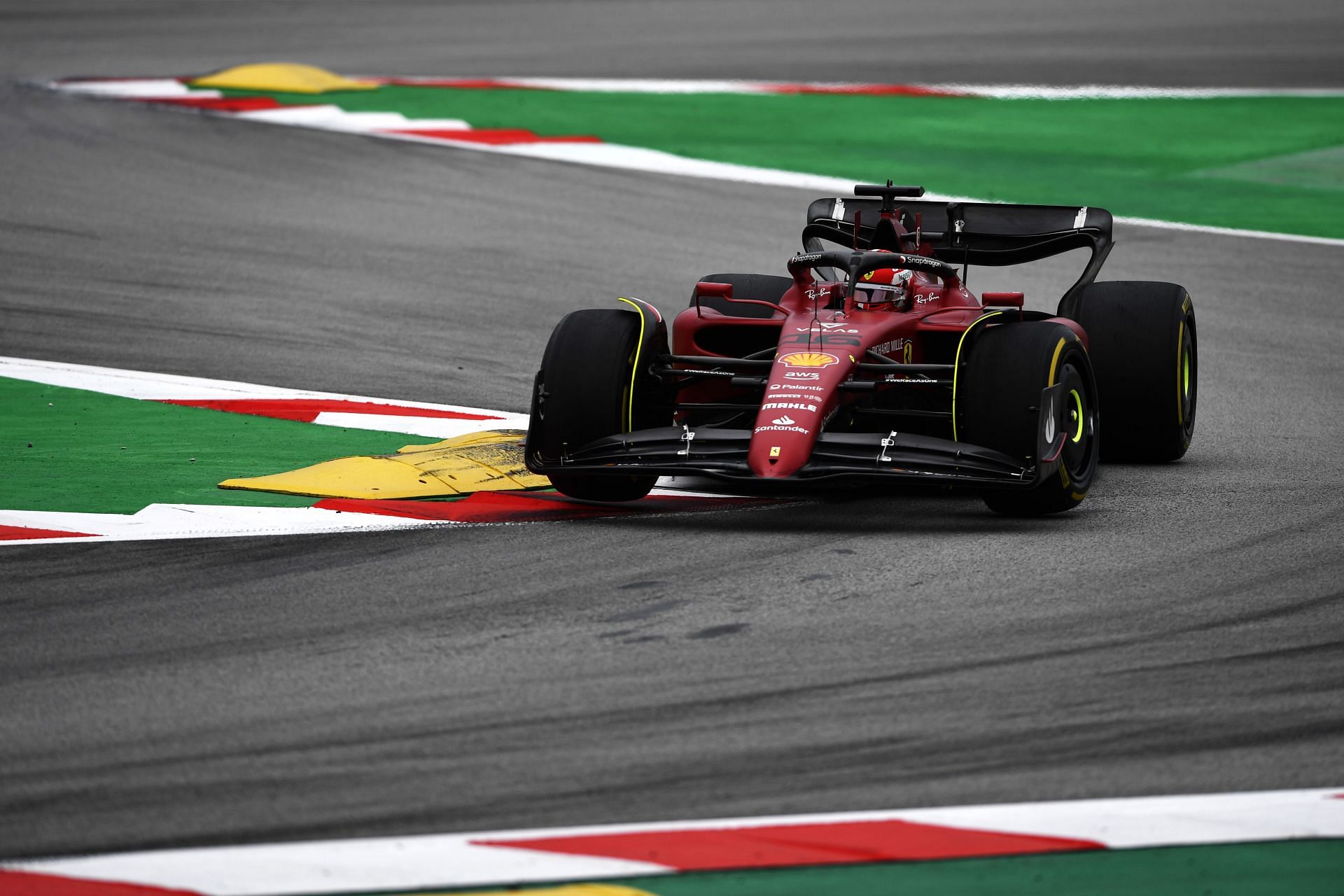 Ferrari&#039;s Charles Leclerc in action during pre-season testing in Barcelona (Photo by Rudy Carezzevoli/Getty Images)