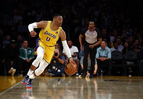 Russell Westbrook #0 of the Los Angeles Lakers