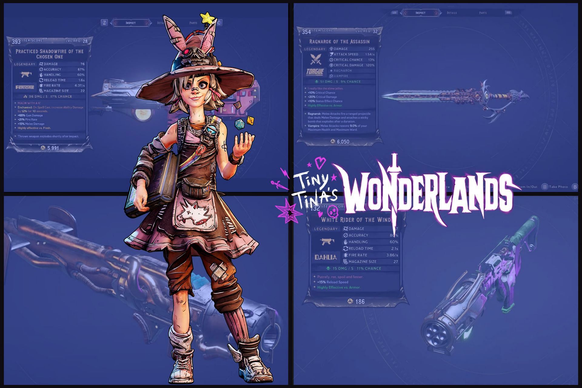 Tiny Tina&#039;s Wonderlands has a wealth of legendary weapons, but which are the best? (Image via Sportskeeda)