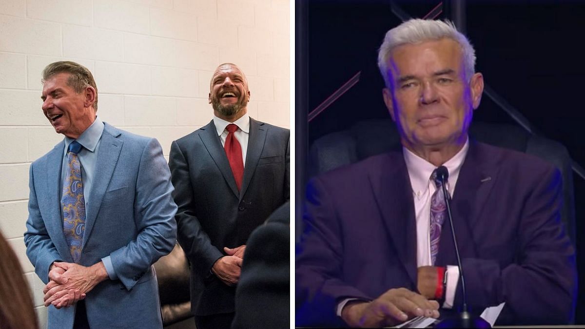 Vince McMahon and Triple H (left); Eric Bischoff (right)
