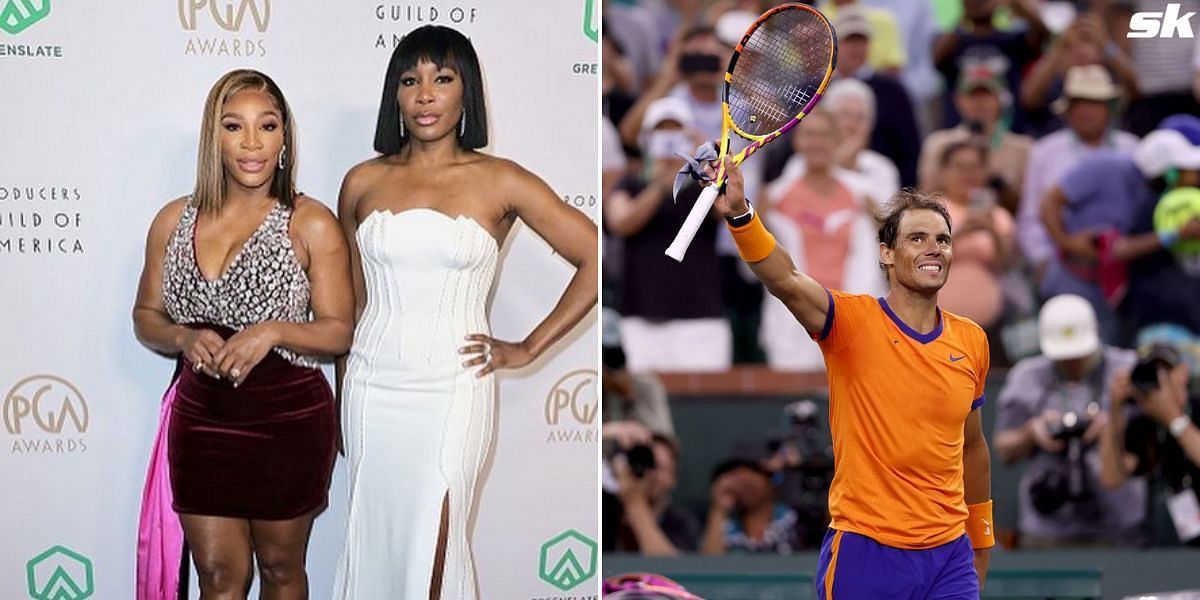 Serena Williams, Venus Williams (L) and Rafael Nadal
