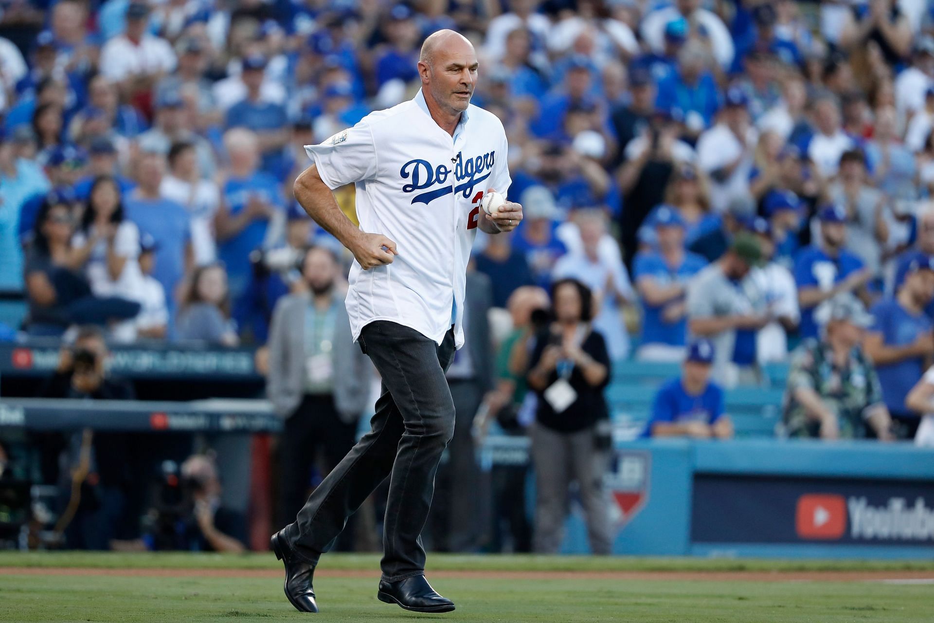 Kirk Gibson takes the field to throw out a ceremonial first pitch