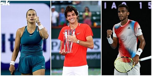 From L-R: Aryna Sabalenka, Taylor Fritz and Felix Auger-Aliassime.