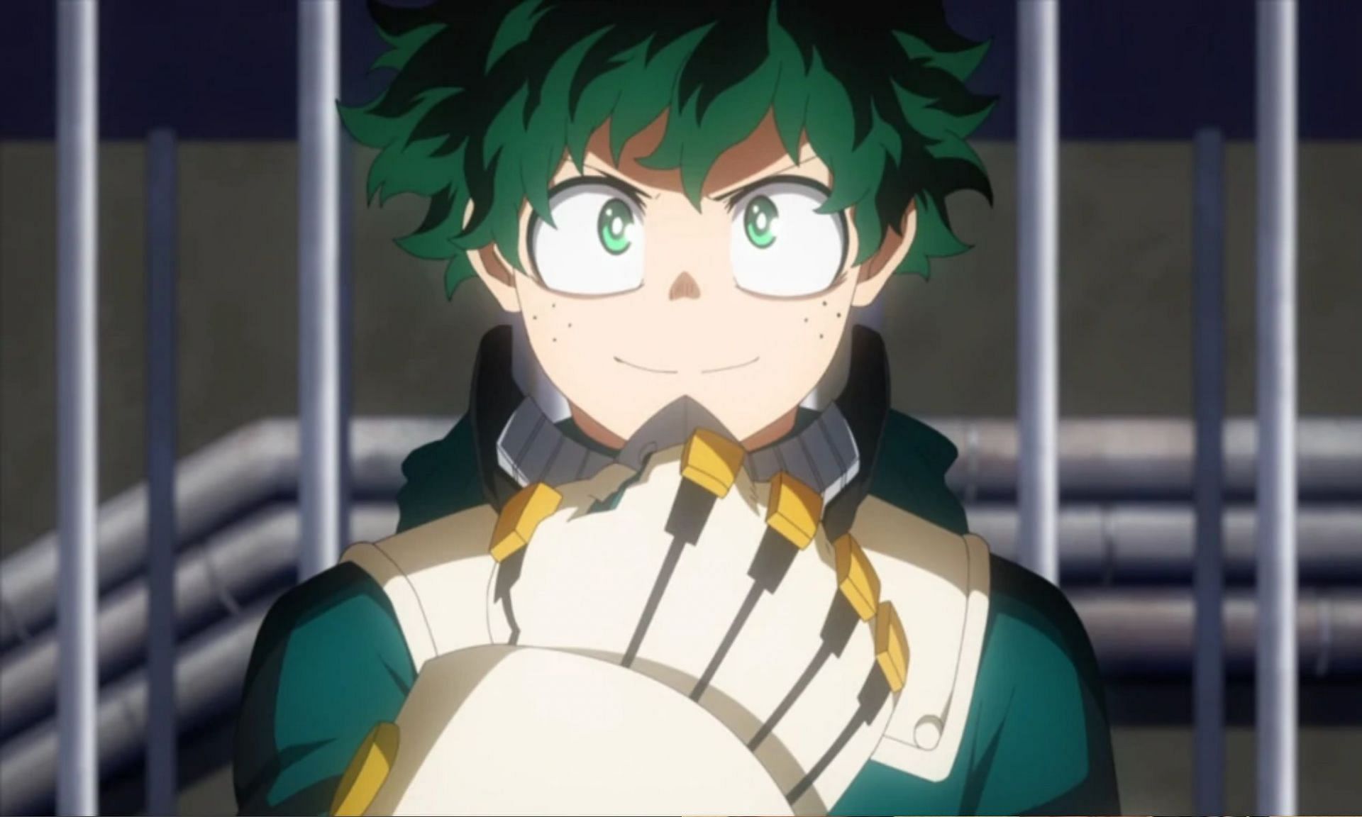 Izuku Midoriya getting ready to use his powers (Image via Studio Bones)