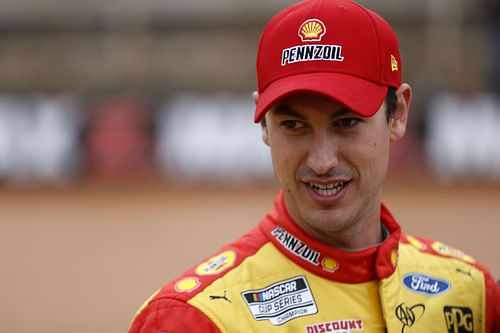 Joey Logano waits on the grid prior to the NASCAR Cup Series Food City Dirt Race at Bristol Motor Speedway. (Photo by Chris Graythen/Getty Images)