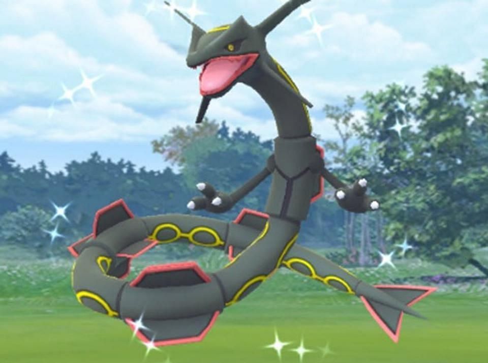 Rayqyaza has one of the most iconic shiny skins in the game (Image via Niantic)