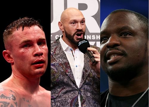 Carl Frampton (left), Tyson Fury (middle), Dillian Whyte (right)