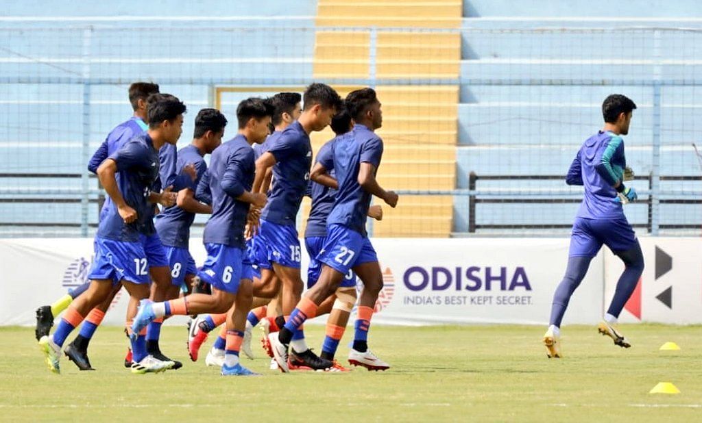 Indian Arrows players training ahead of their I-League clash. (Image Courtesy: Twitter/IndianArrows)