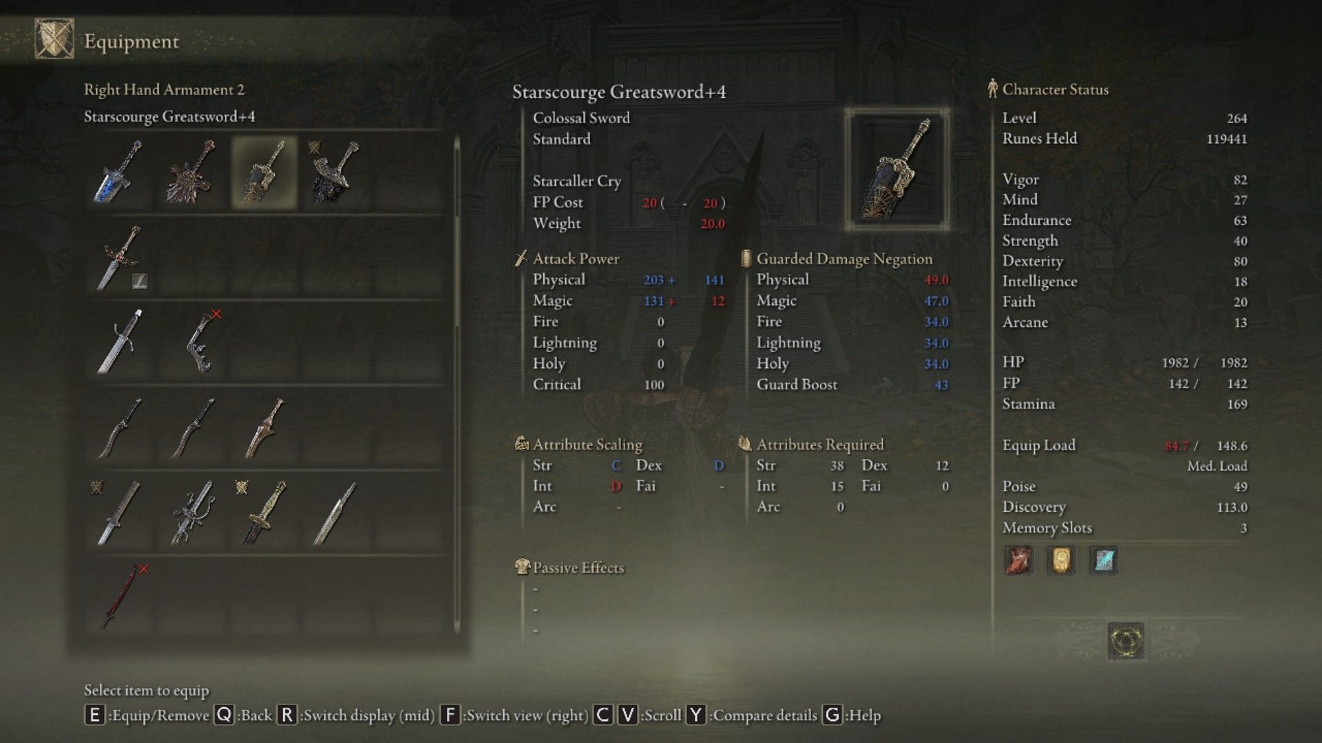 Starscourge Greatsword works extremely good for both crowd control as well as boss damage (Image via Elden Ring)
