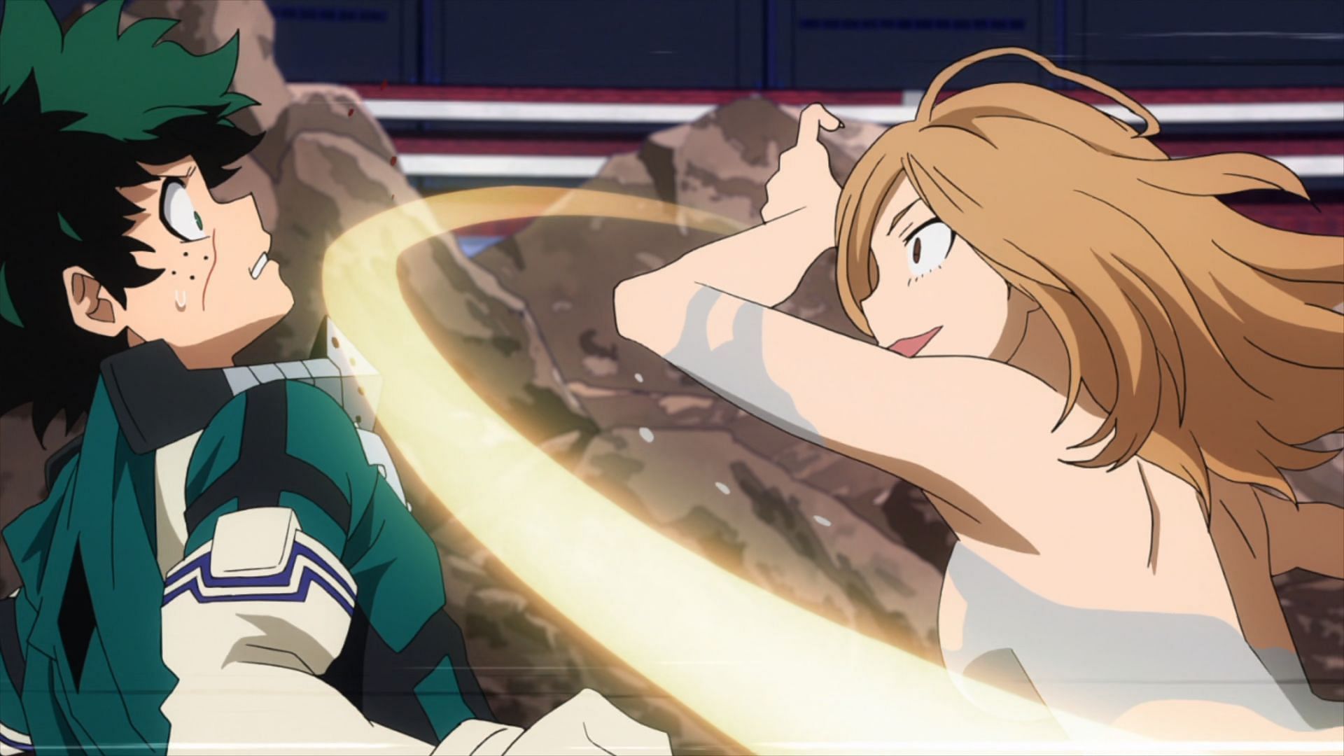 Midoriya fighting Toga while she is transformed (Image via Bones)