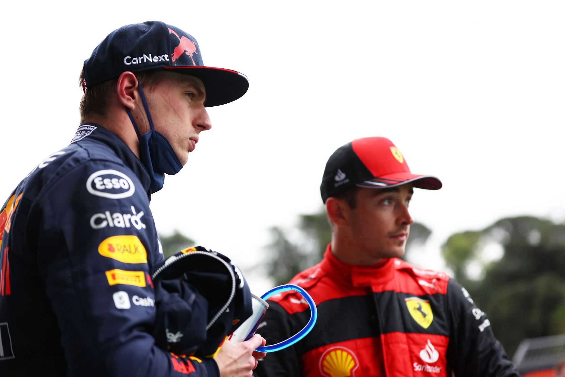 Max Verstappen (left) and Charles Leclerc (right) will renew their battle in the race