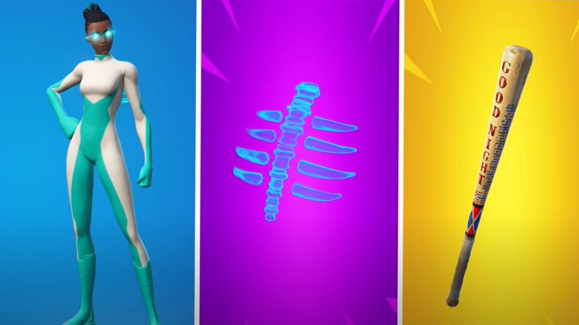 White and Turquiose Superhero skin + Spectral Spine back bling + Harley Hitter combo in the game (Image via Kyro/YouTube)