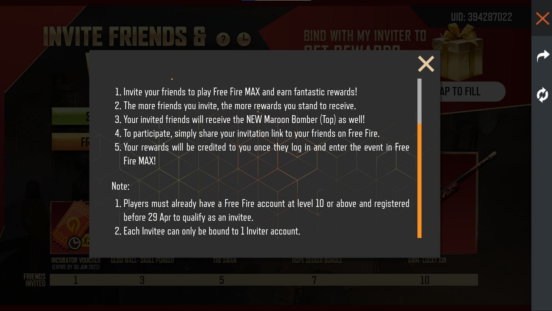 FAQ of the event (Image via Garena)