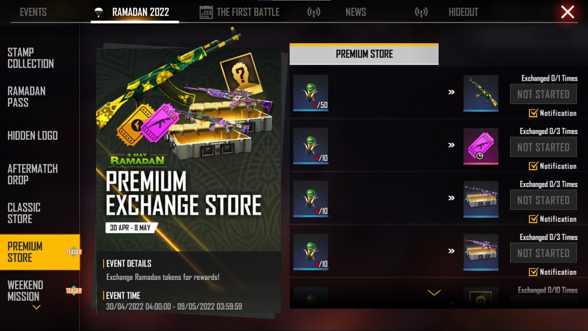 Premium store (Image via Garena)