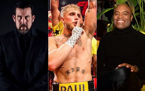 John McCarthy (left), Jake Paul (middle) and Anderson Silva (right)