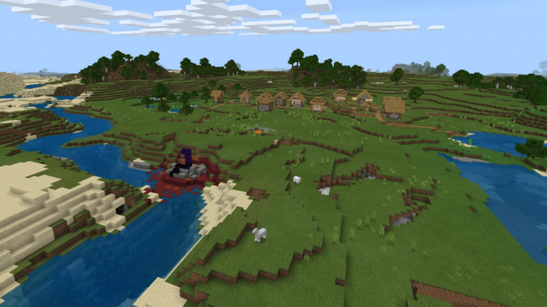 This seed&#039;s village can provide players with 18 diamonds right at spawn (Image via Mojang)