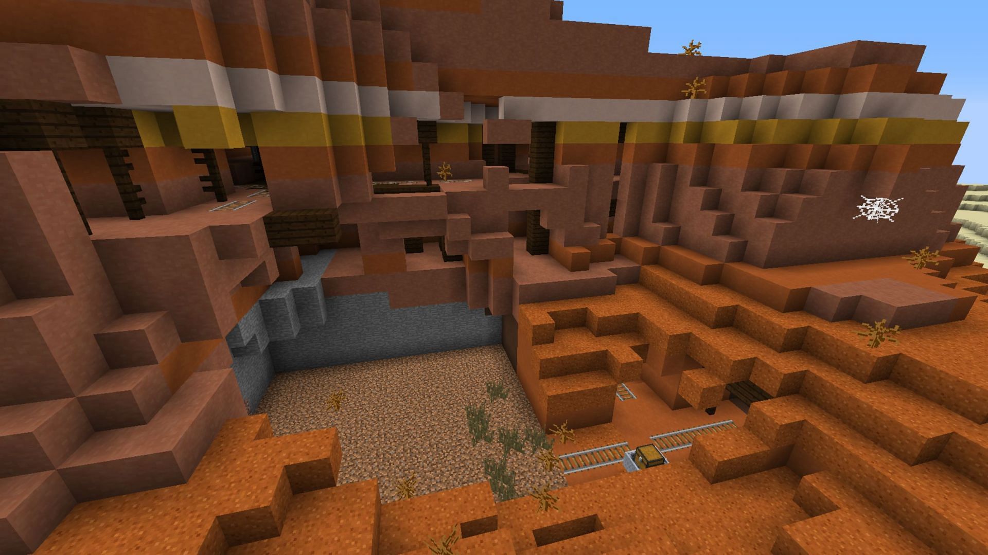 Players won&#039;t lack for mineshafts to explore in this particular seed (Image via Mojang)