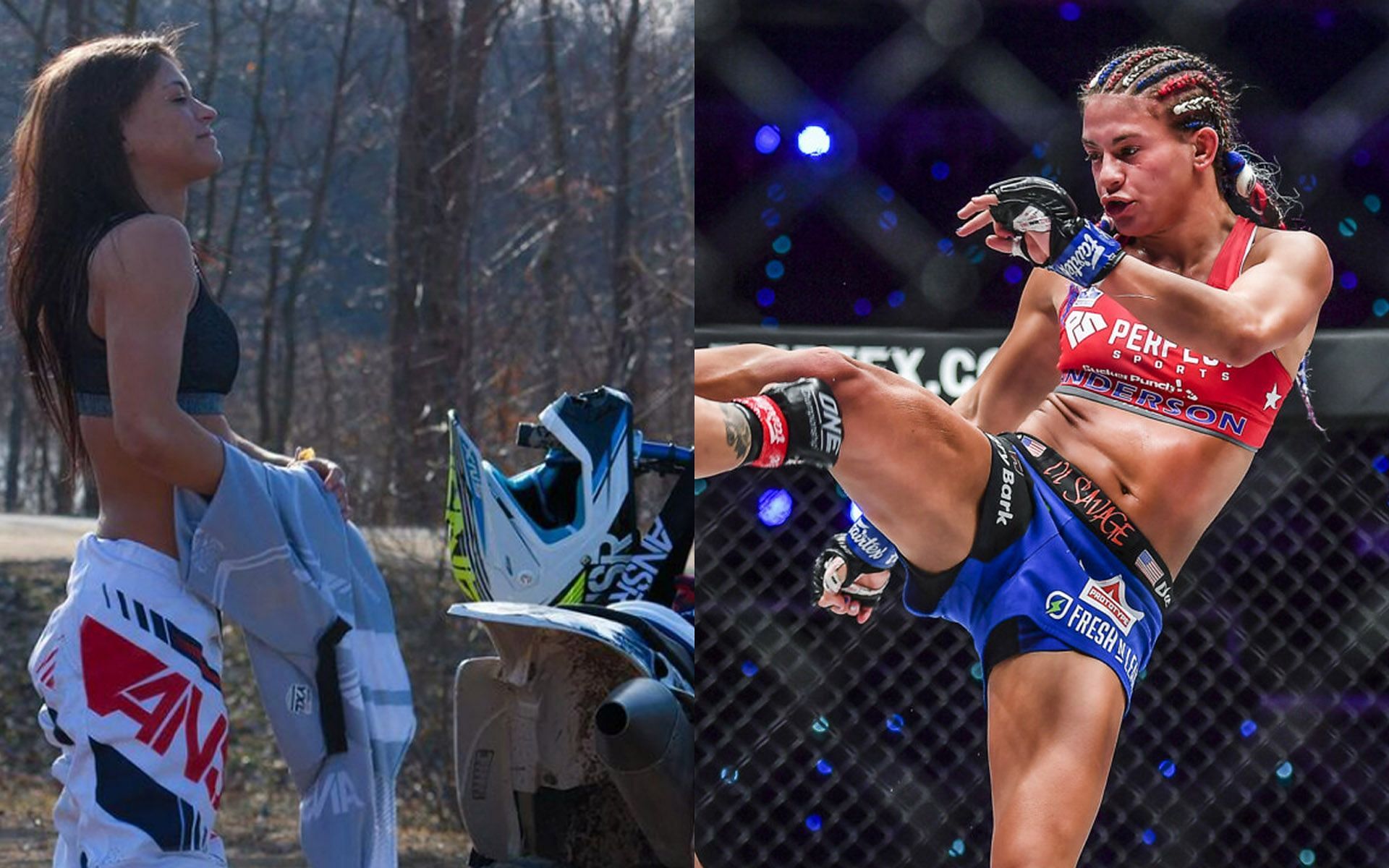 When she&#039;s not tearing through the competition in the cage, Alyse Anderson can be seen tearing up the tracks on her dirt bike. | [Photos: @alyseanderson21 Instagram/ ONE Championship]