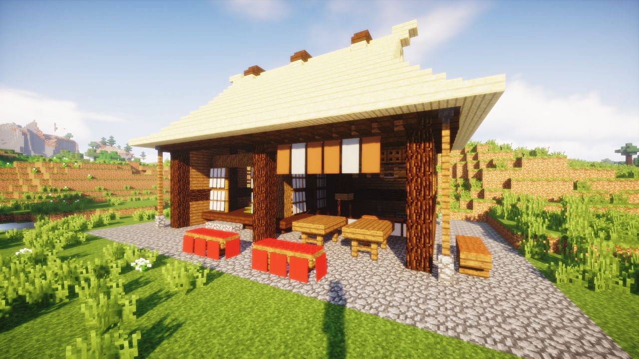 An example of a tea house build (Image via planetminecraft.com)