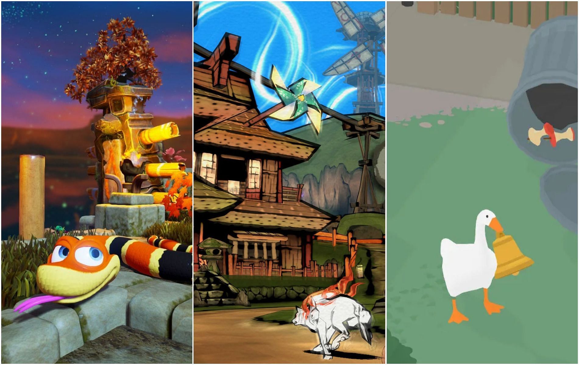 Run, slither, fly, and crawl in these varied animal-themed Nintendo Switch games (Images via Sumo Digital/Capcom/Panic)