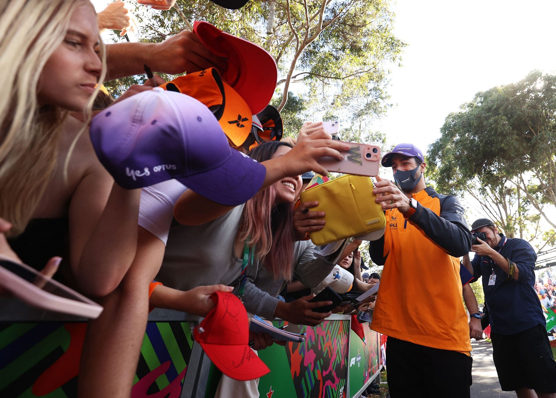 Home hero Daniel Ricciardo meets with fans ahead of the Australian GP