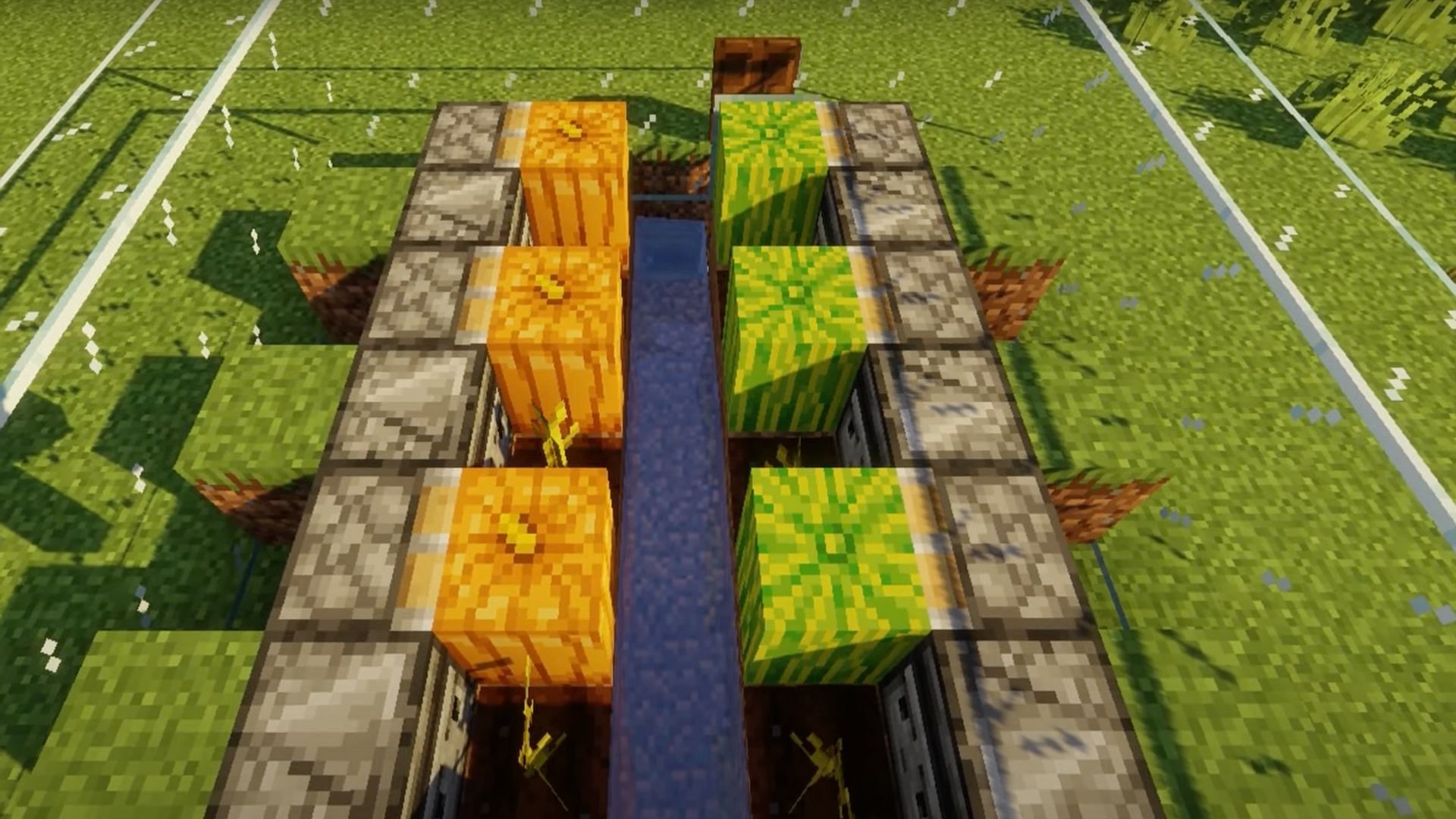 Players can easily create an automatic pumpkin farm that can gather them pumpkins easily so they always have them on hand (Image via NaMiature/YouTube)