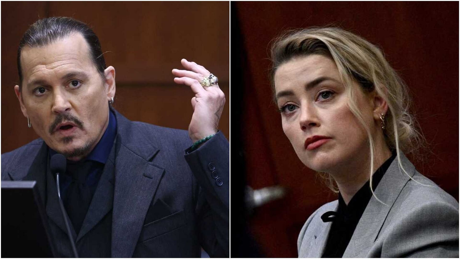 Johnny Depp and Amber Heard in court (Image via Jim Lo Scalzo/AFP/Getty Images and Brendan Smialowski/POOL/AFP/Getty Images)