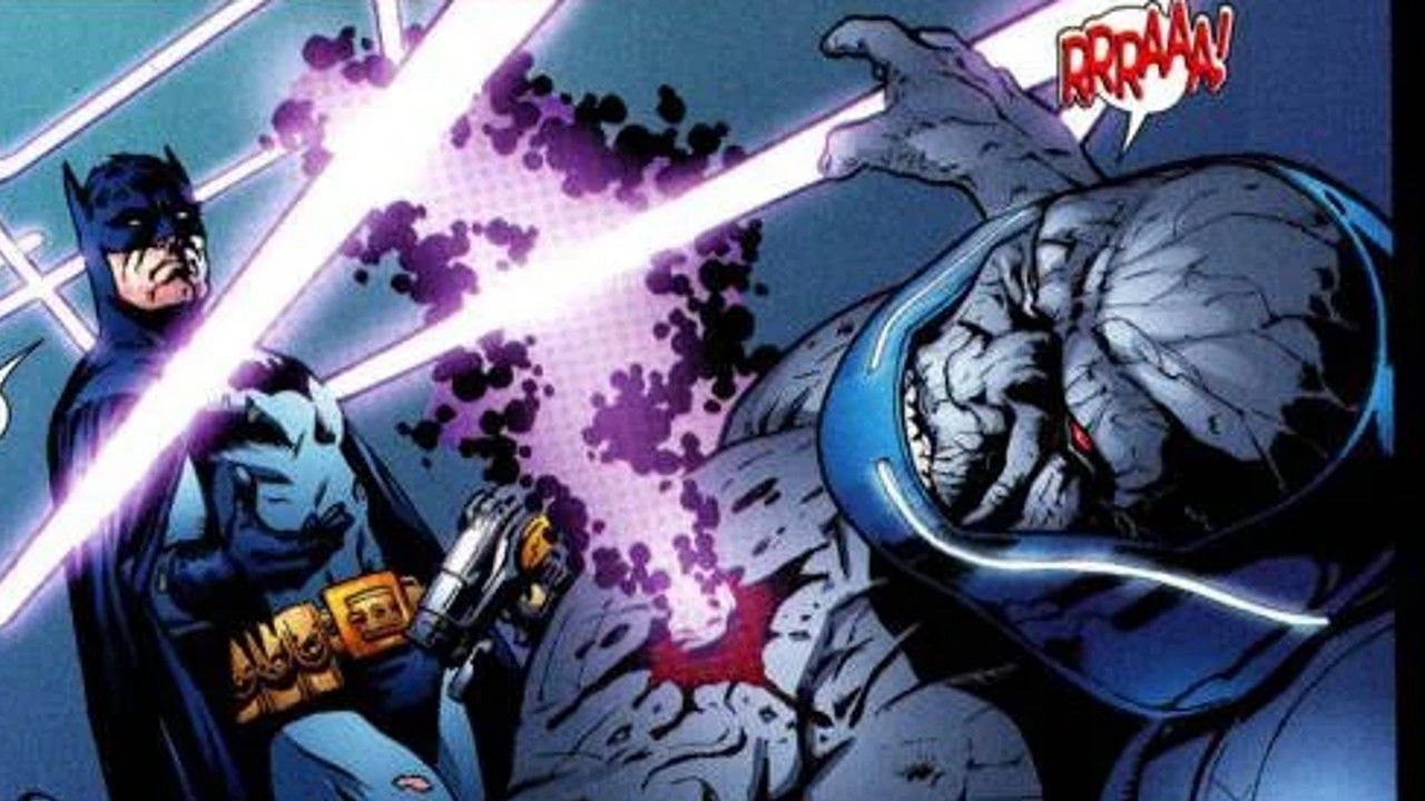 Darkseid uses his Omega Beams to defeat The Caped Crusader (Image via DC Comics)
