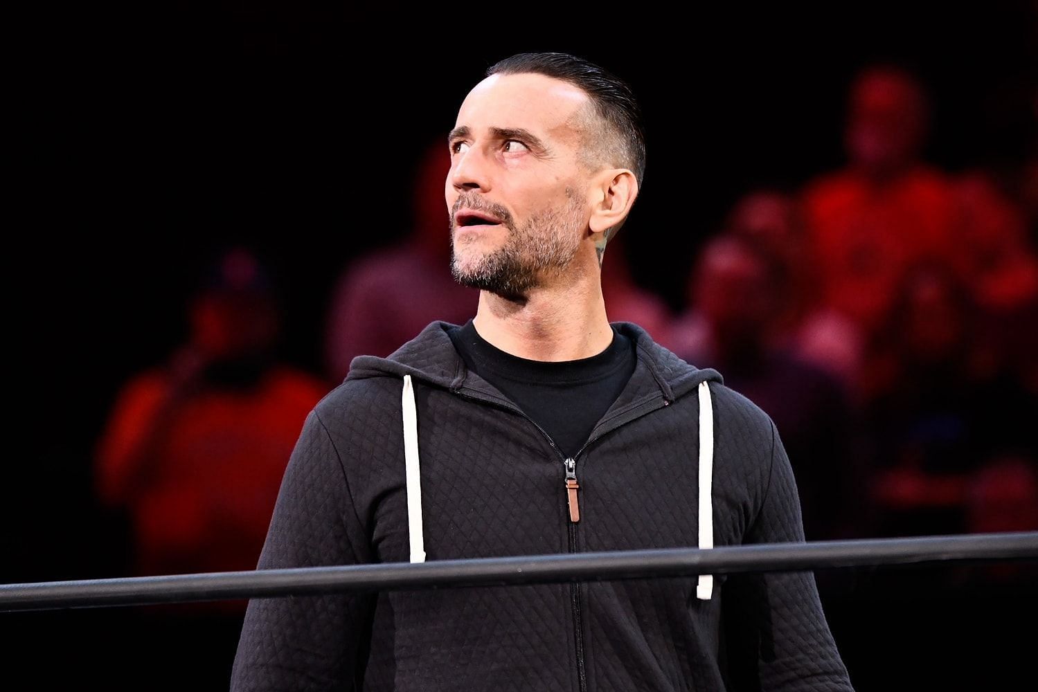 CM Punk during an AEW television taping