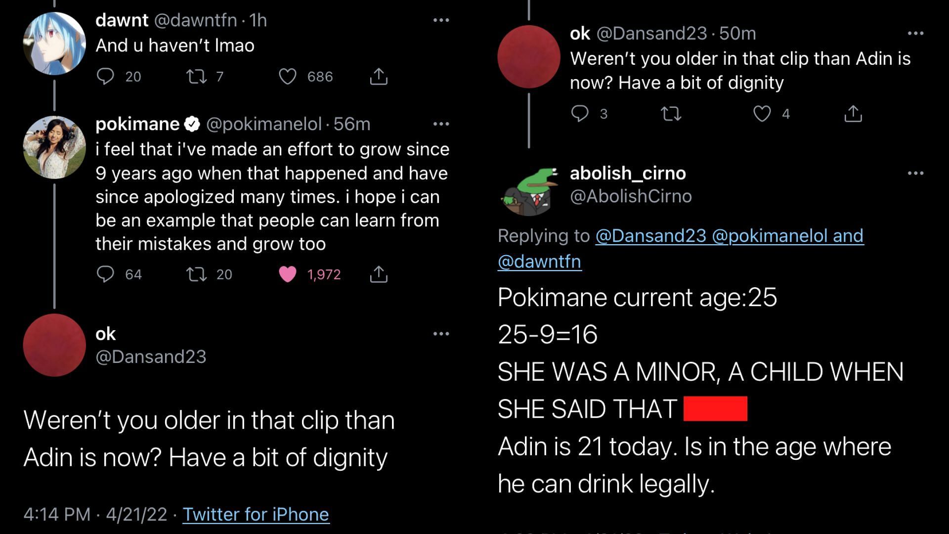 Pokimane&#039;s tweet certainly elicited an interesting debate (image via Twitter)