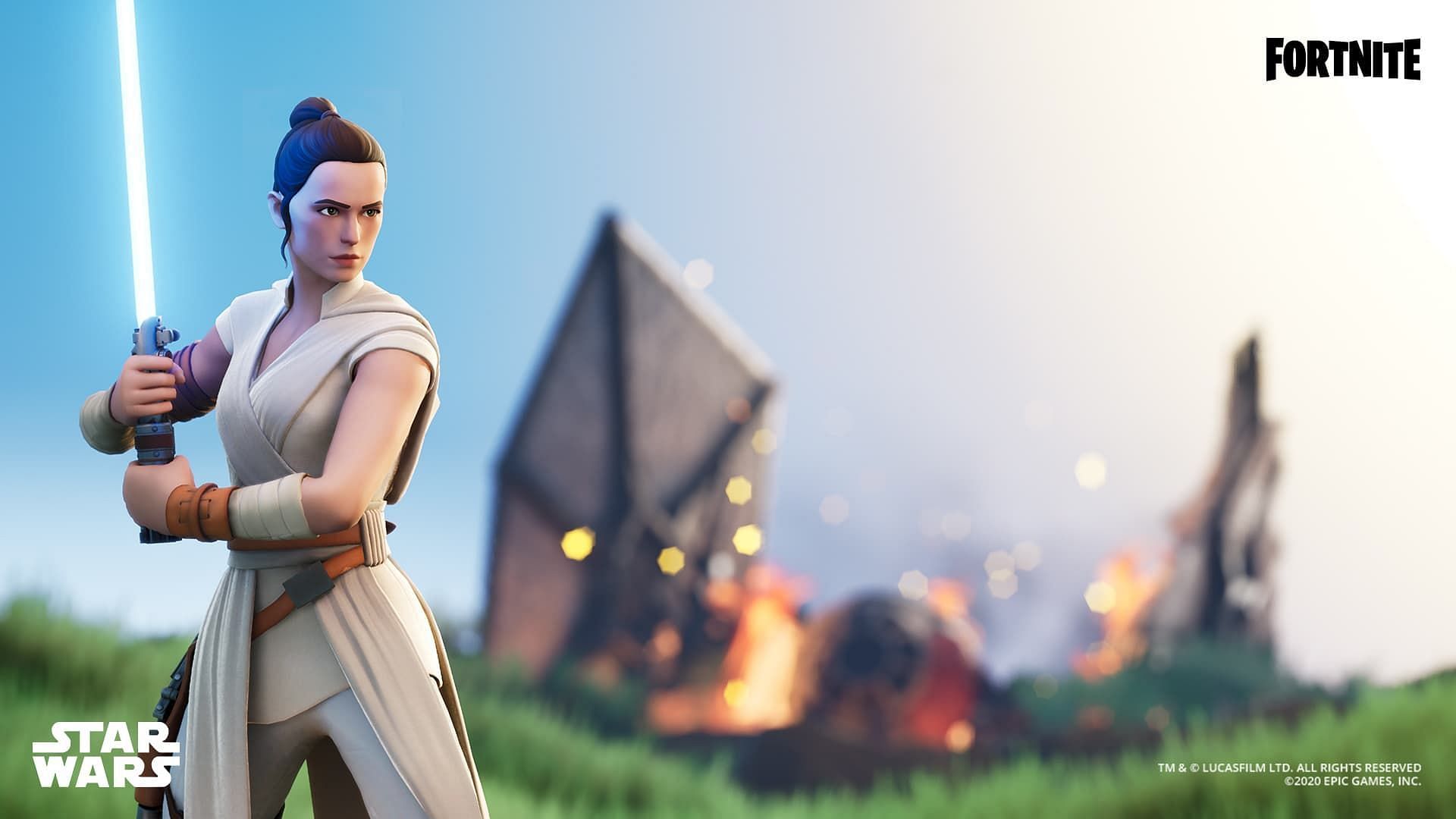 Rey was added to Fortnite with other Star Wars icons (Image via Epic Games)