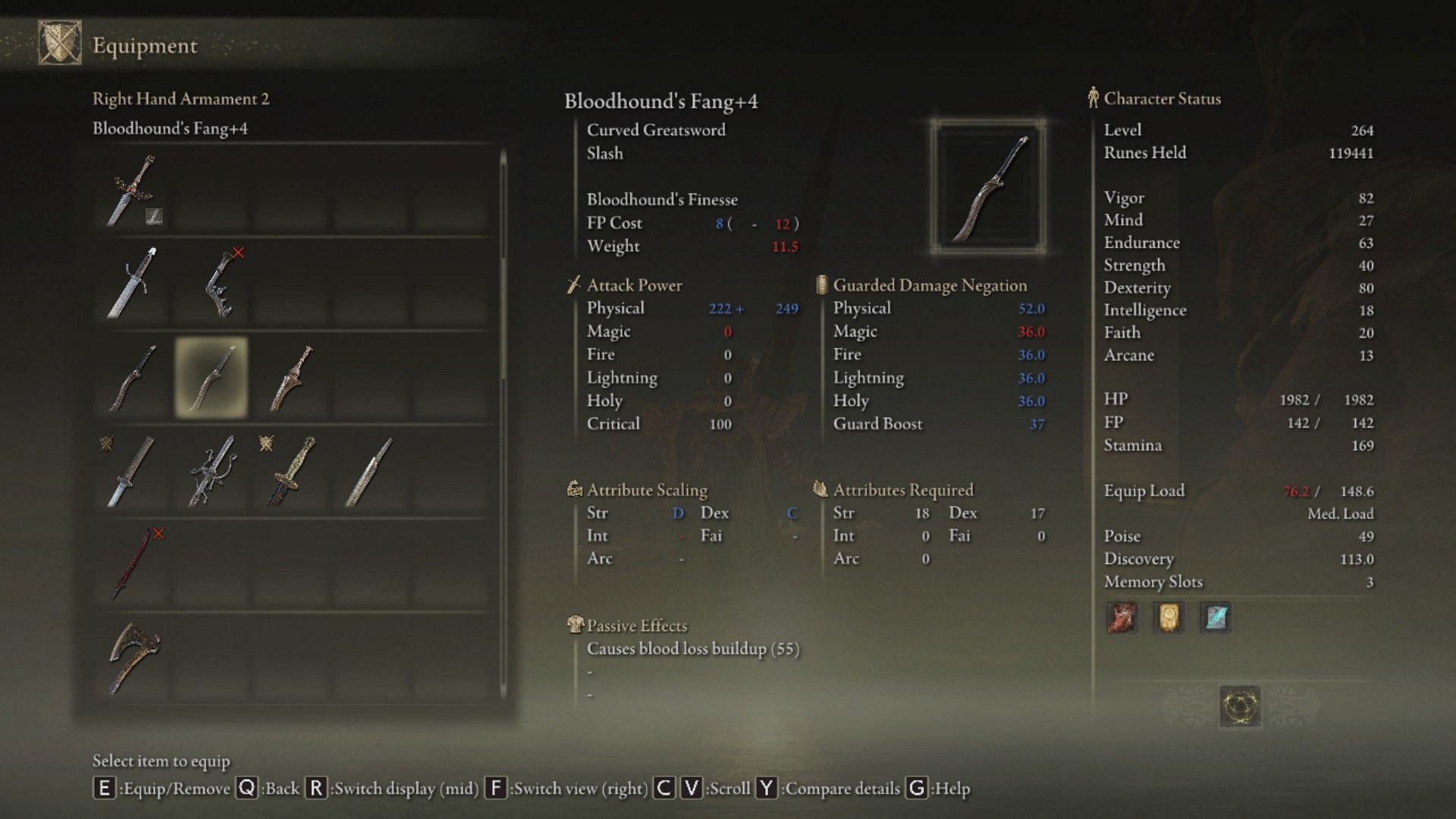 Bloodhound&#039;s Fang is the holy grail of weapons in this game (Image via Elden Ring)