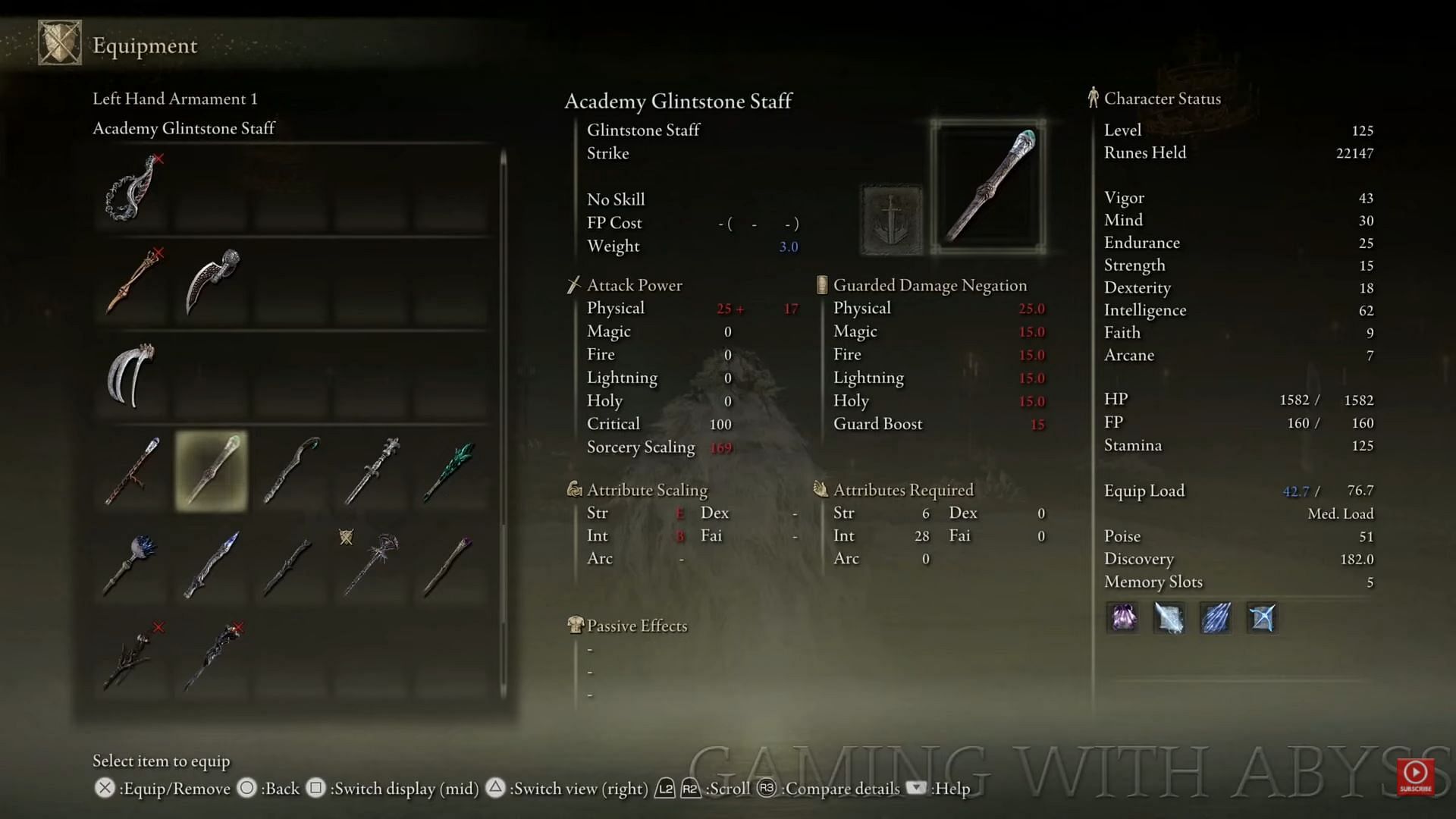 This is a staff that many might ignore in Elden Ring, but its scaling is enough for the end-game (Image via Gaming With Abyss/YouTube)