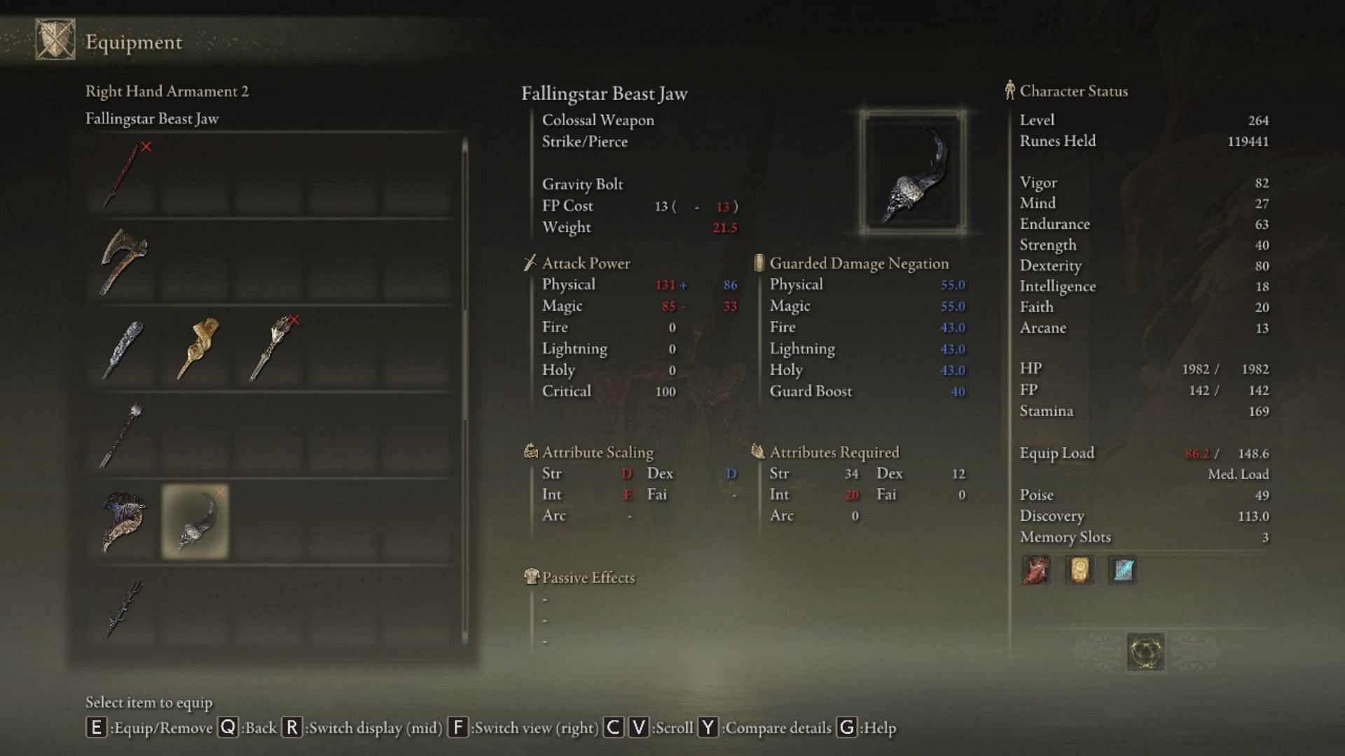 The weapon skill of the Fallingstar Beast Jaw is a boss slayer in this game (Image via Elden Ring)