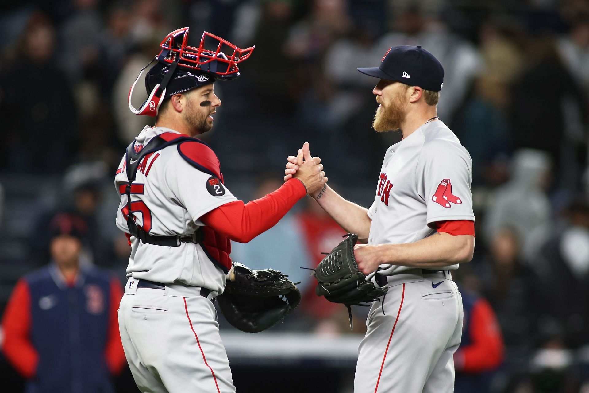 Jake Diekman (right) struck out the last three Yankees batters in their last game of the series