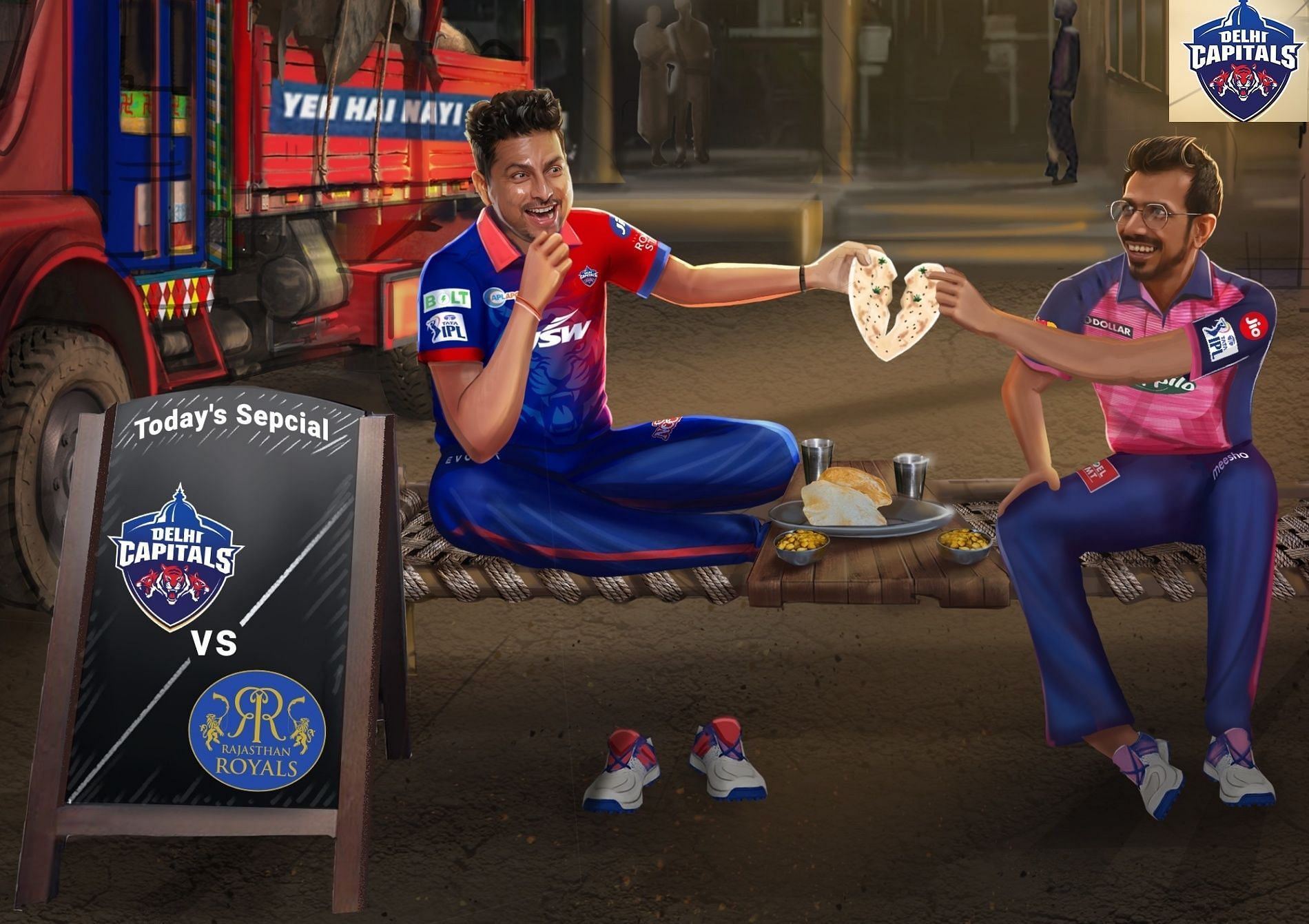 Kul-Cha will be in opposite camps on Friday. Pic: Delhi Capitals/ Twitter
