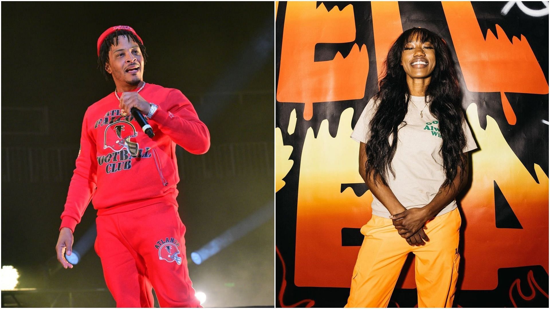 Rapper T.I. and Lauren Knight got into a heated argument with each other on stage (Images via Prince Williams/Getty Images and sheslaurenk/Instagram)